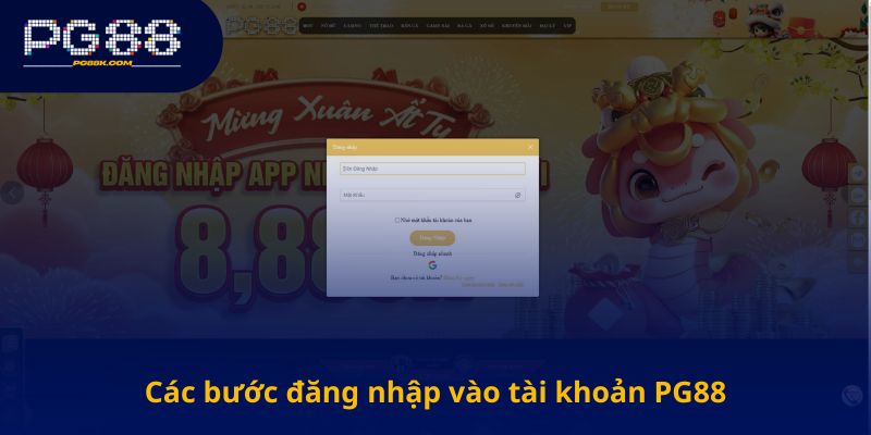 Các bước đăng nhập vào tài khoản PG88