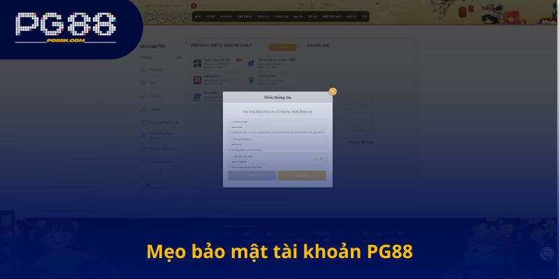 Mẹo bảo mật tài khoản PG88