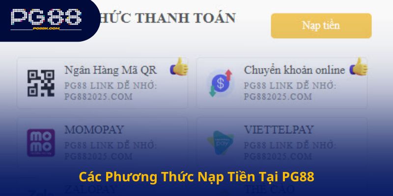 Các Phương Thức Nạp Tiền Tại PG88