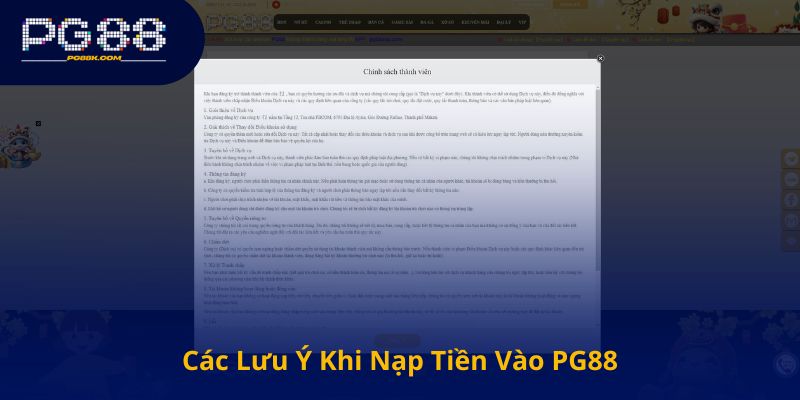 Các Lưu Ý Khi Nạp Tiền Vào PG88